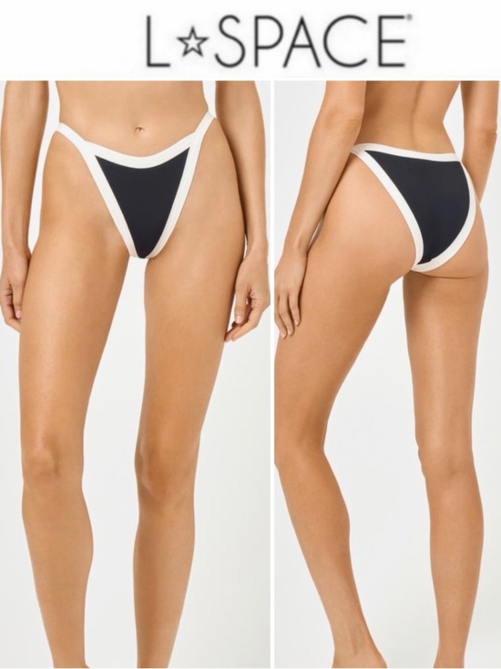 l*space Black and White High Cut Bikini Bottom